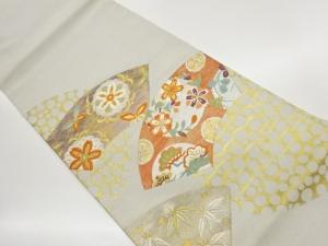 地紙に松竹・桜模様織出し袋帯